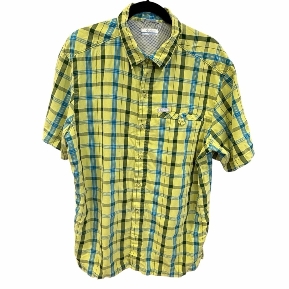 Columbia Men's Yellow and Blue Checkered Shirt